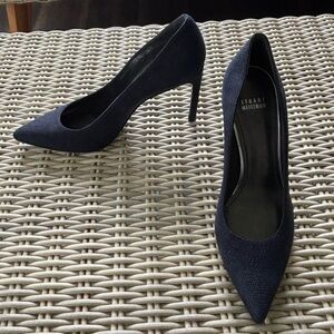 Stuart Weitzman Nouveau Goosebump Stiletto Navy Blue 8.5‎ Pumps Classic chic
